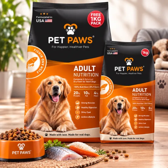 Pet Paws Premium Adult Dog Dry Food with High-Quality Chicken Protein & Essential Vitamins