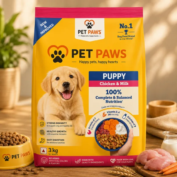 Premium Puppy Growth Nutrition Food with Chicken & Milk Flavour – Complete Balanced Dry Meal for Growing Puppies