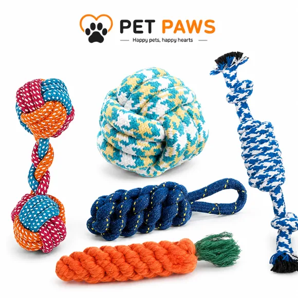 5-Piece Cotton Rope Chew & Tug Toy Set for Small to Medium Dogs