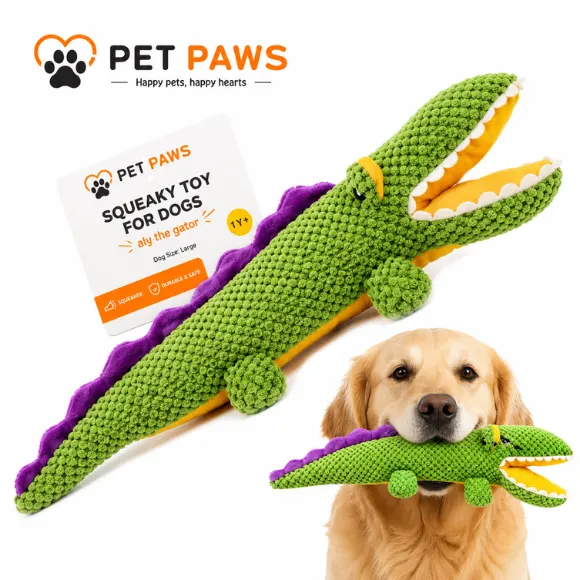  Playful Gator Plush Squeaky Dog Toy