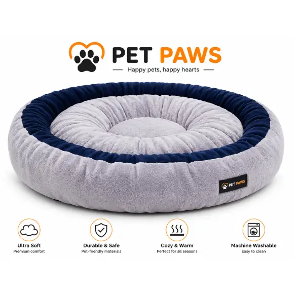 Premium Reversible Velvet Round Dog & Cat Bed – Medium, 72 × 72 × 16 cm