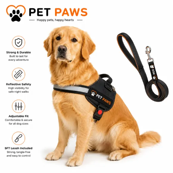 Personalized Reflective No-Pull Dog Harness & Leash Set