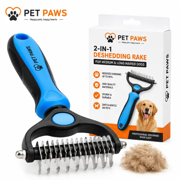 Double-Sided Pet Grooming & Dematting Rake