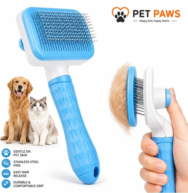 Self-Cleaning Slicker Grooming Brush for Dogs & Cats