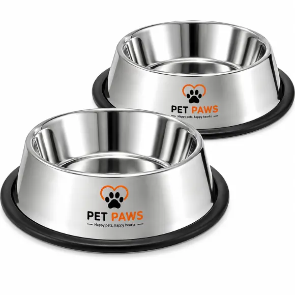 Stainless Steel Pet Feeding Bowls – Set of 2