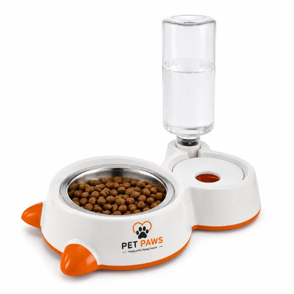 2-in-1 Stainless Steel Dog & Cat Food and Water Dispenser