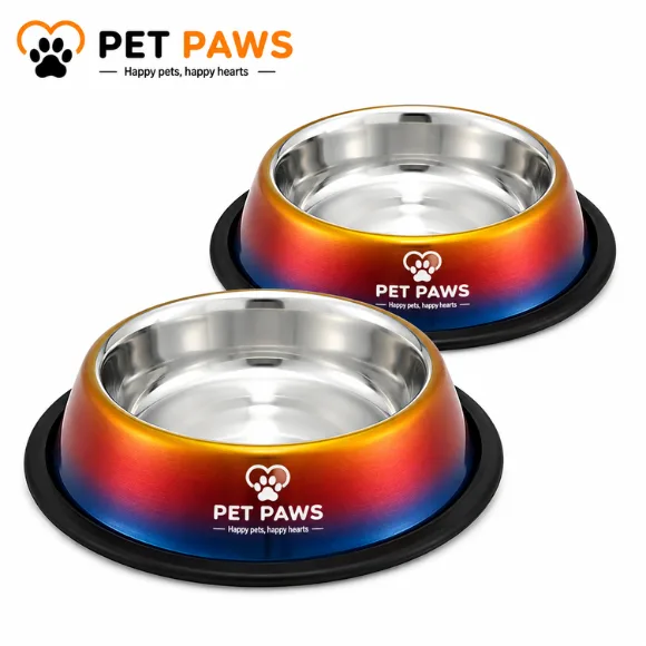 Premium Stainless Steel Pet Feeding Bowls – Set of 2, 700 ml Each, Anti-Slip & Dishwasher Safe