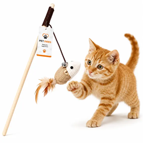 Interactive Feather Cat Teaser Wand for Cats & Kittens