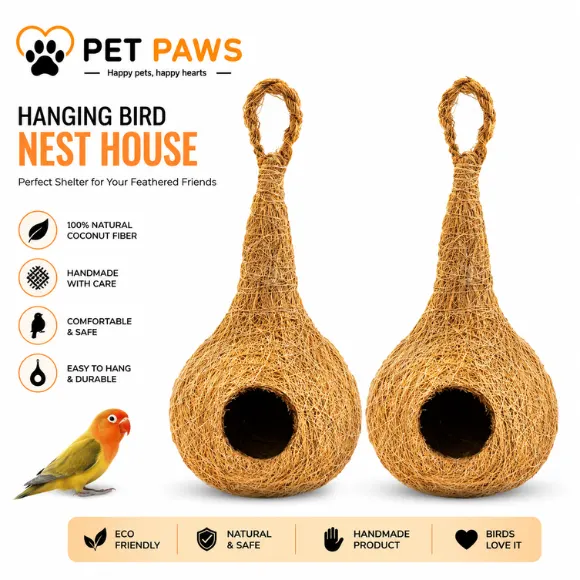 Natural Hanging Bird Nest for Small & Medium Birds