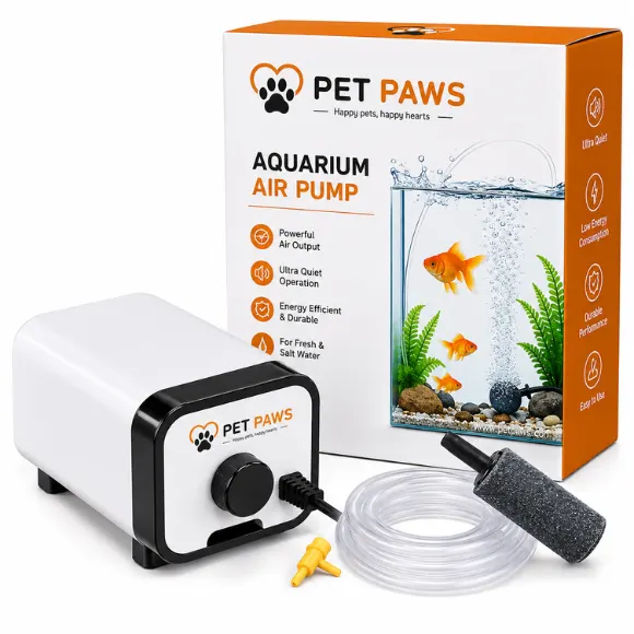 Ultra Silent Aquarium Air Pump with Dual Outlet & Adjustable Oxygen Flow for Fish Tanks up to 300L