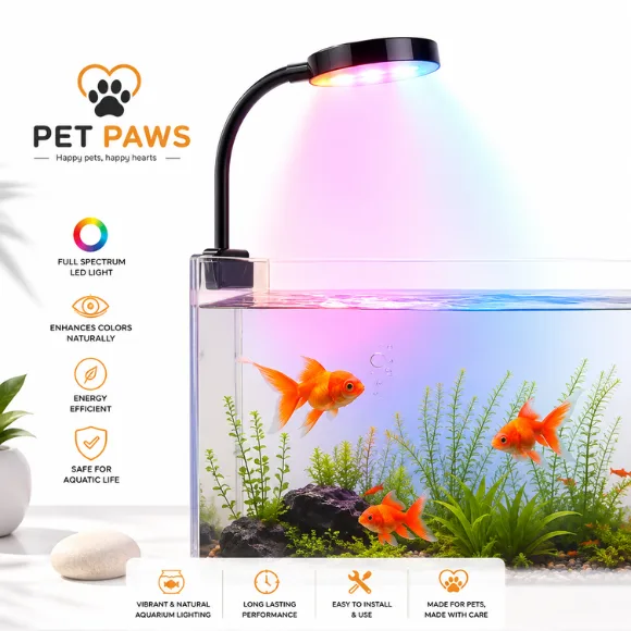  Premium WRGB Nano Aquarium LED Light with Flexible Arm & Clip-On Controller